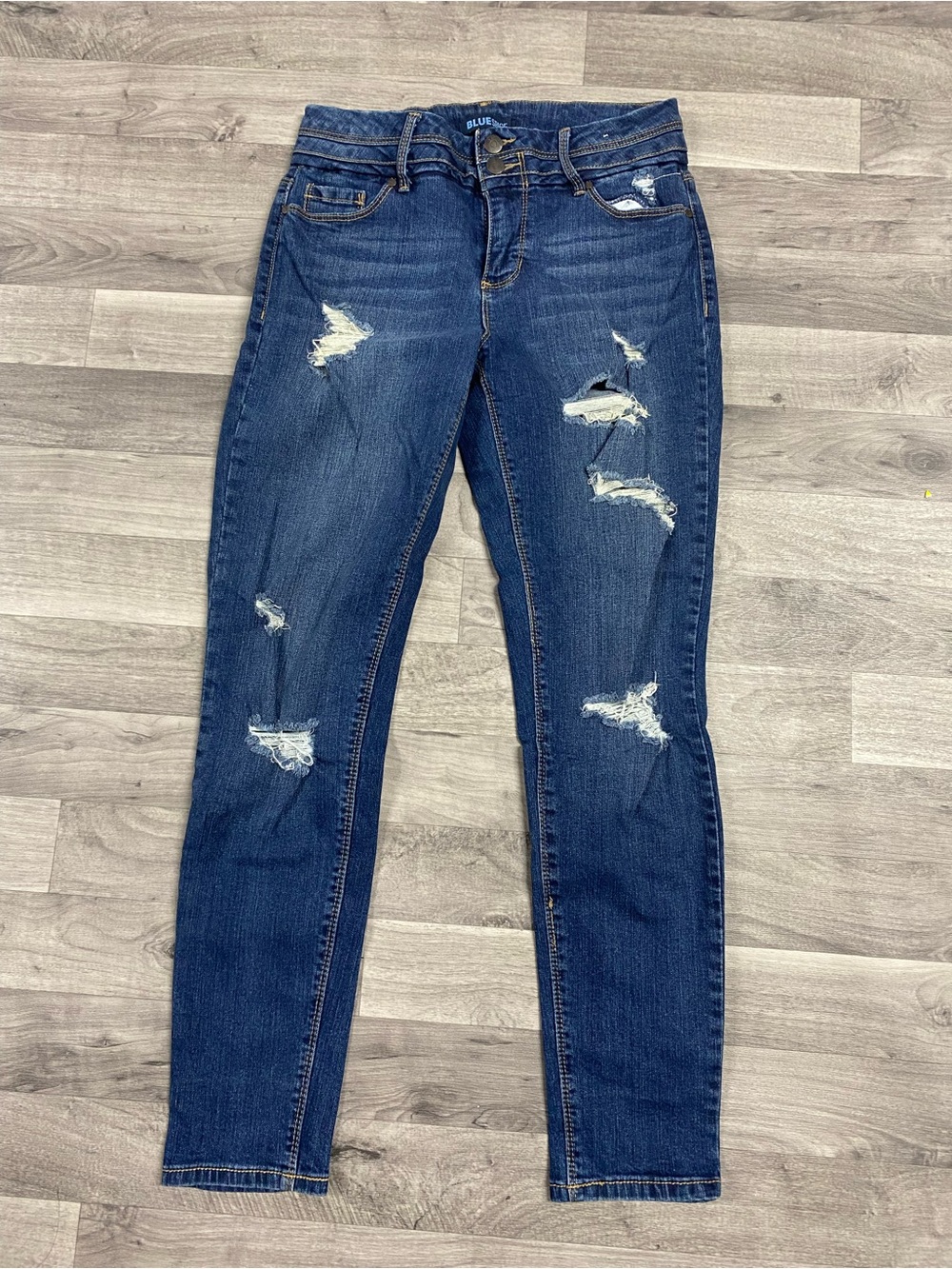 Blue Spice Distressed Dark Blue Women's Skinny Jeans